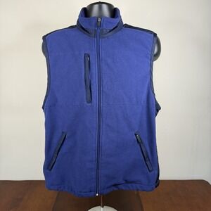 Page and‎ Tuttle Full Zip Fleece Vest Navy Blue Men's Large Pre-owned EUC